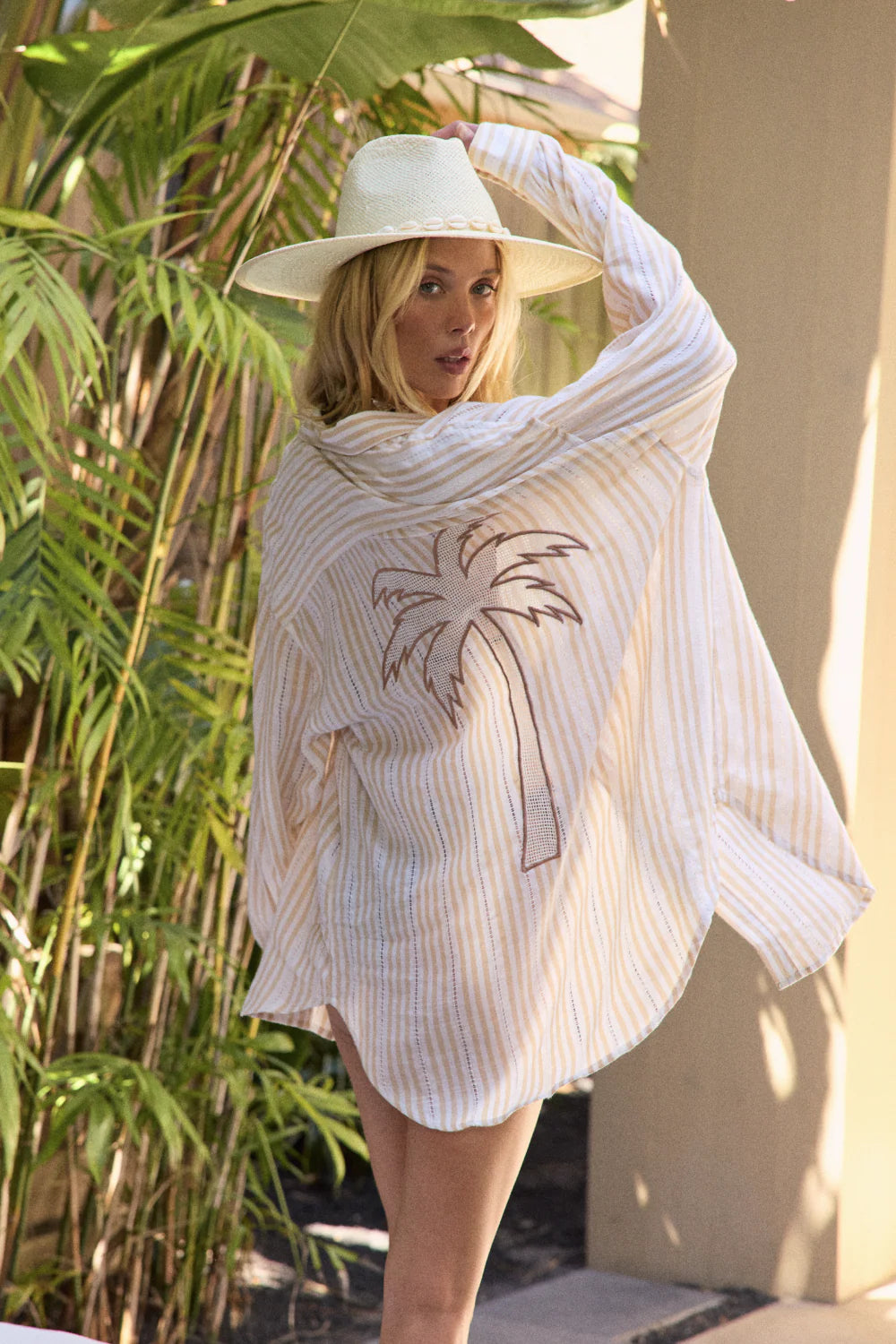 SHORELINE STRIPE PALM TREE SHIRT