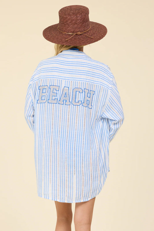 SEA SALT STRIPE BEACH SHIRT