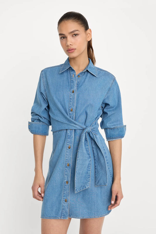 DENIM WRAP SHIRT DRESS