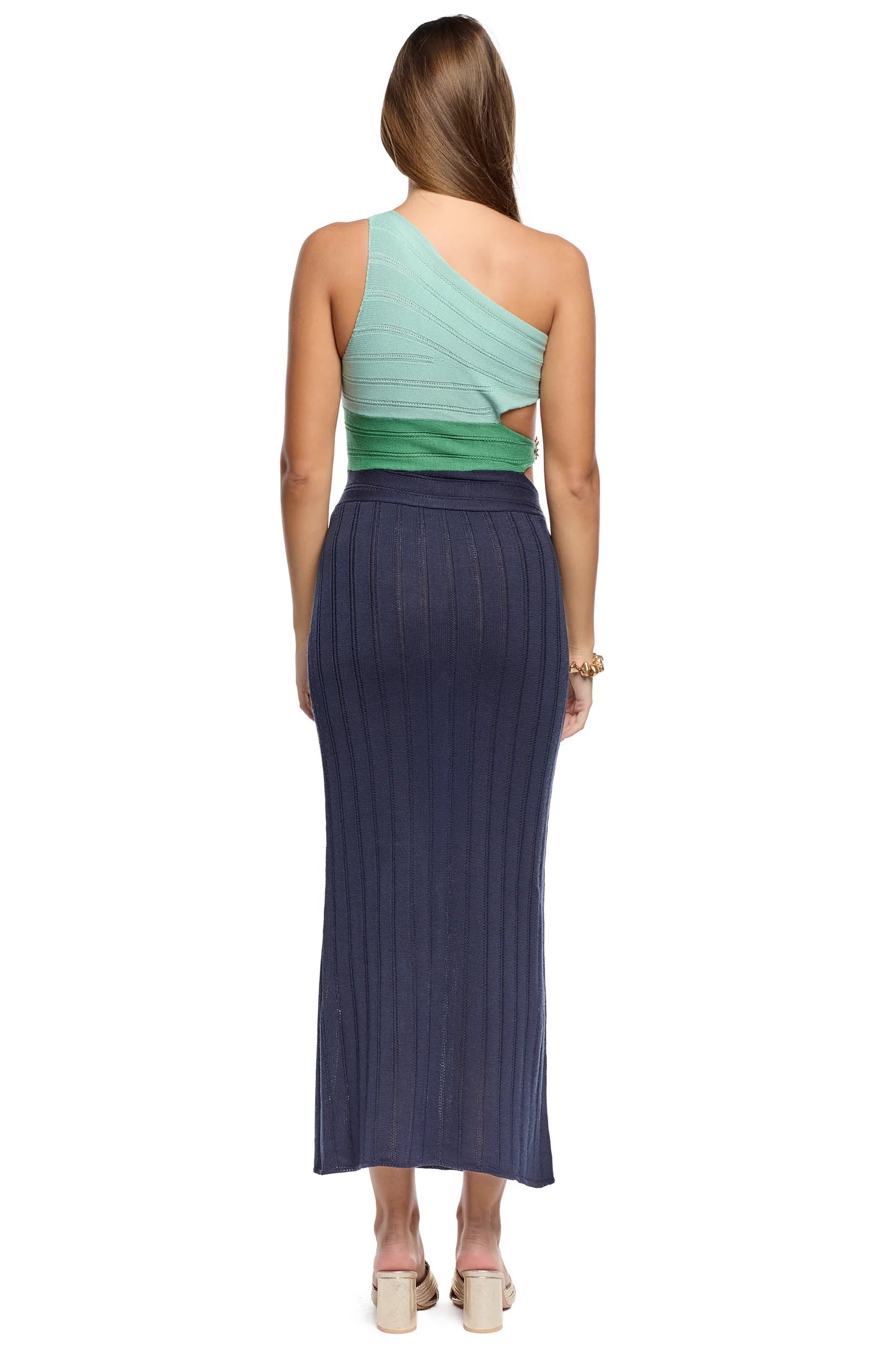 LAUREN COLORBLOCK GREEN DRESS