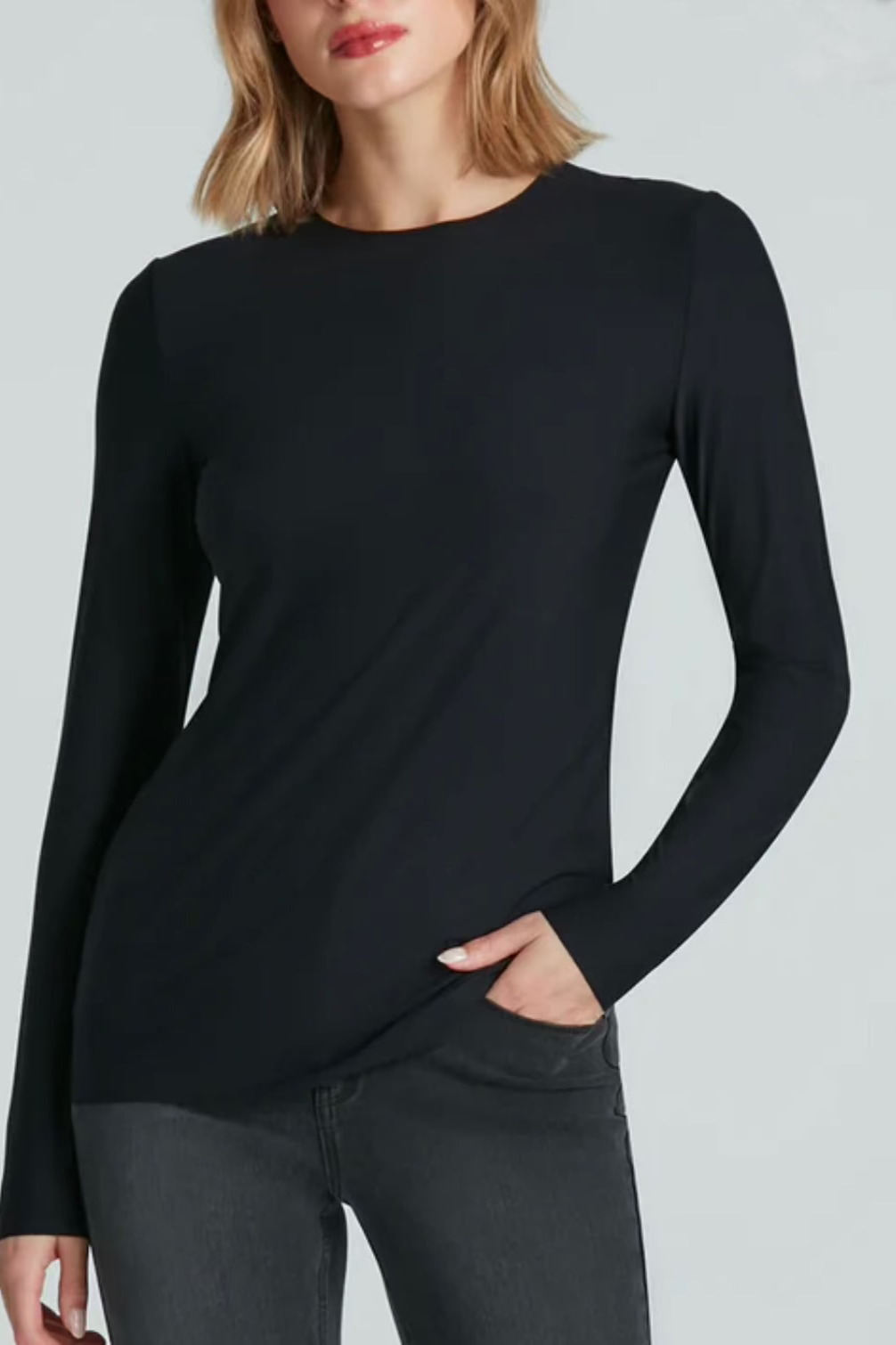 BUTTER LONG SLEEVE CREW BLACK