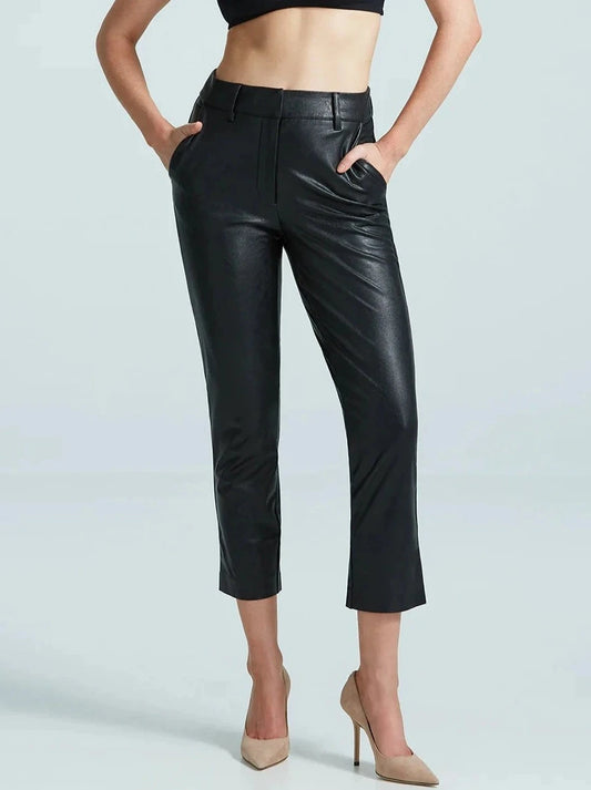 FAUX LEATHER 7/8 TROUSER