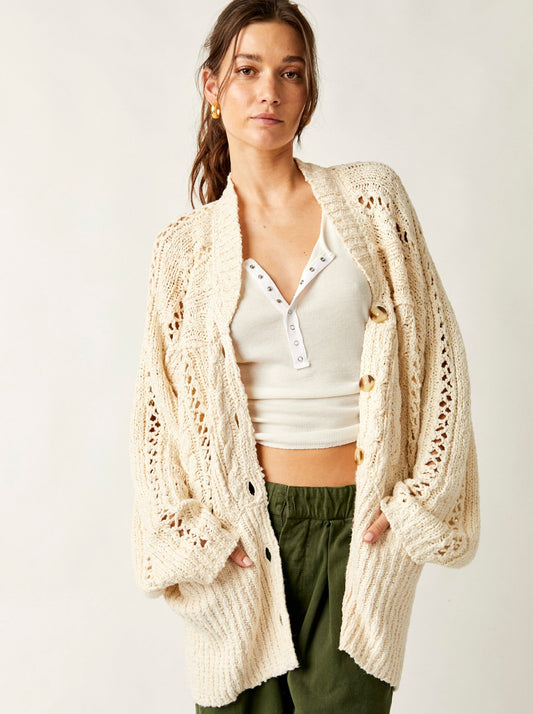 FREE PEOPLE CABLE STITCH CARDI
