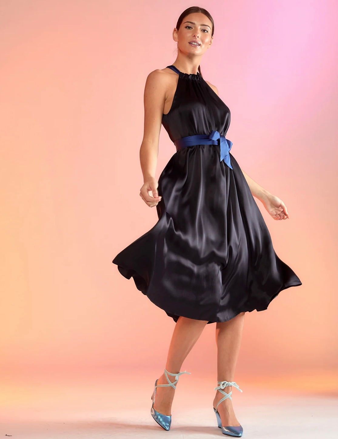 SALERNO SILK HALTER DRESS Envy by Melissa Gorga SALERNO SILK HALTER DRESS Envy by Melissa Gorga