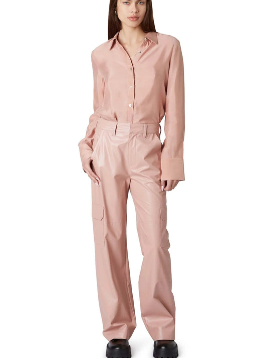 BLUSH PINK FAUX LEATHER CARGO