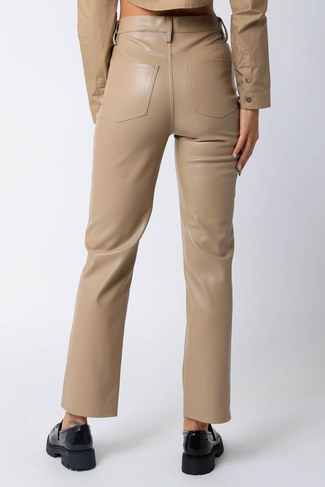 EDEN FAUX LEATHER PANT TAUPE – Envy by Melissa Gorga