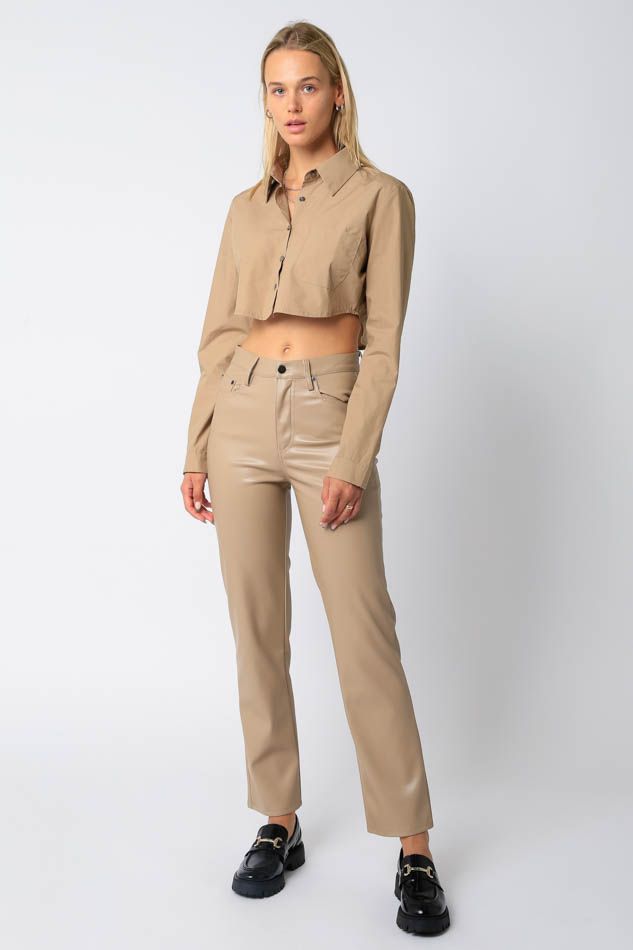 EDEN FAUX LEATHER PANT TAUPE