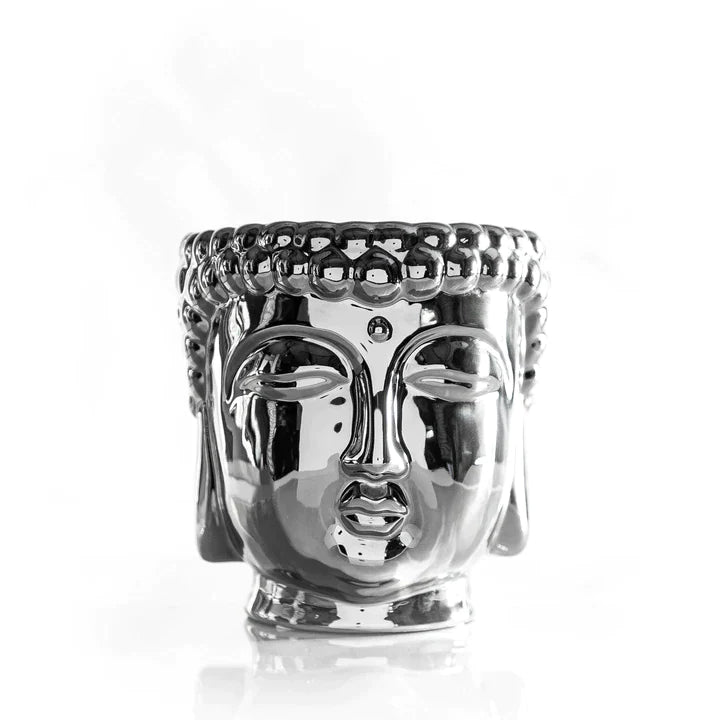 Metallic Silver Buddha 3-Wick Scented Candle
