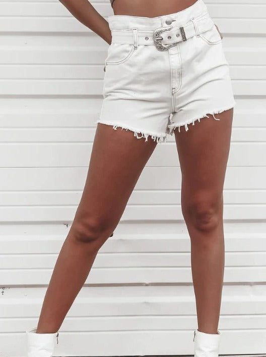 White Belted Fray Short – Envy by Melissa Gorga